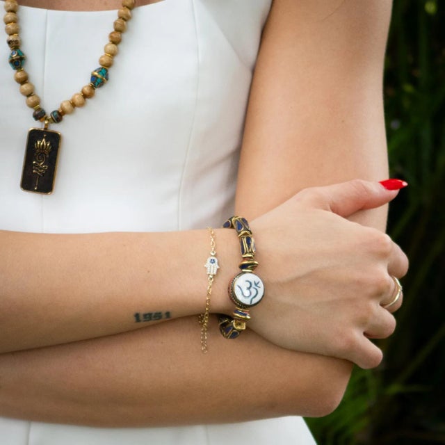 Early 21st Century Soul Balance OM Charm Bohemian Spiritual Beaded Bracelet For Sale - Image 5 of 7