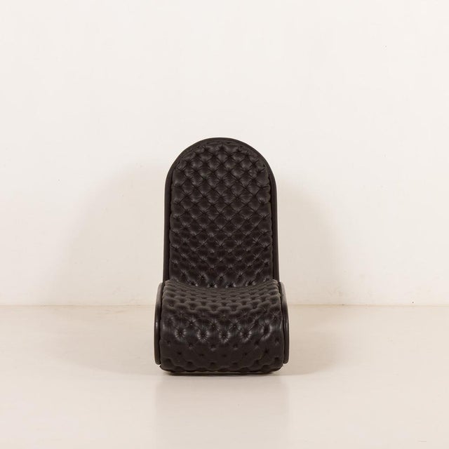 Mid-Century Modern Black Leather Chaise Longue by Verner Panton for Fritz Hansen, 1970s For Sale - Image 3 of 18