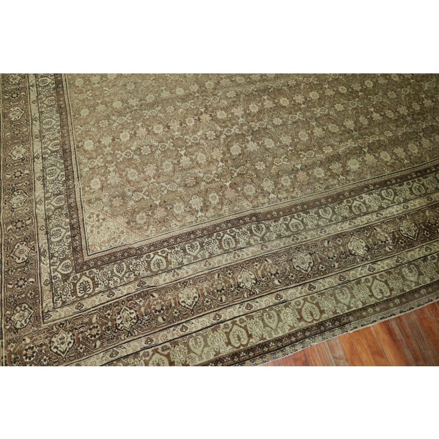 Early 20th Century Large Square Brown Persian Tabriz 20th Century Rug For Sale - Image 5 of 6