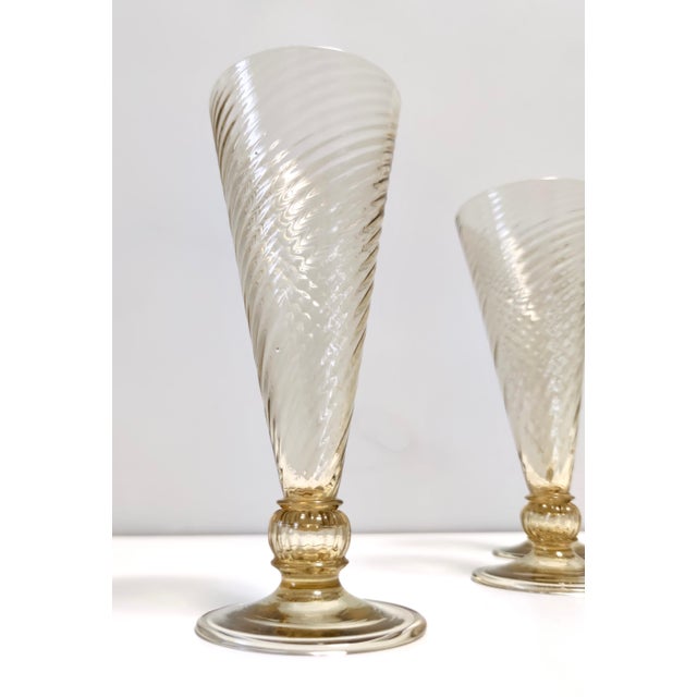 Vintage Amber Murano Drinking Glasses by Vittorio Zecchin, 1930s, Set of 6 For Sale - Image 4 of 11
