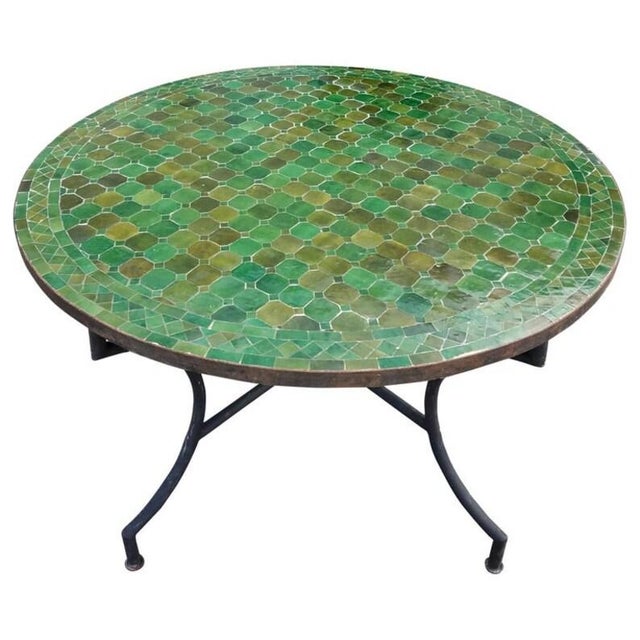 40" Moroccan Mosaic Tamegroute Green Round Table Chairish