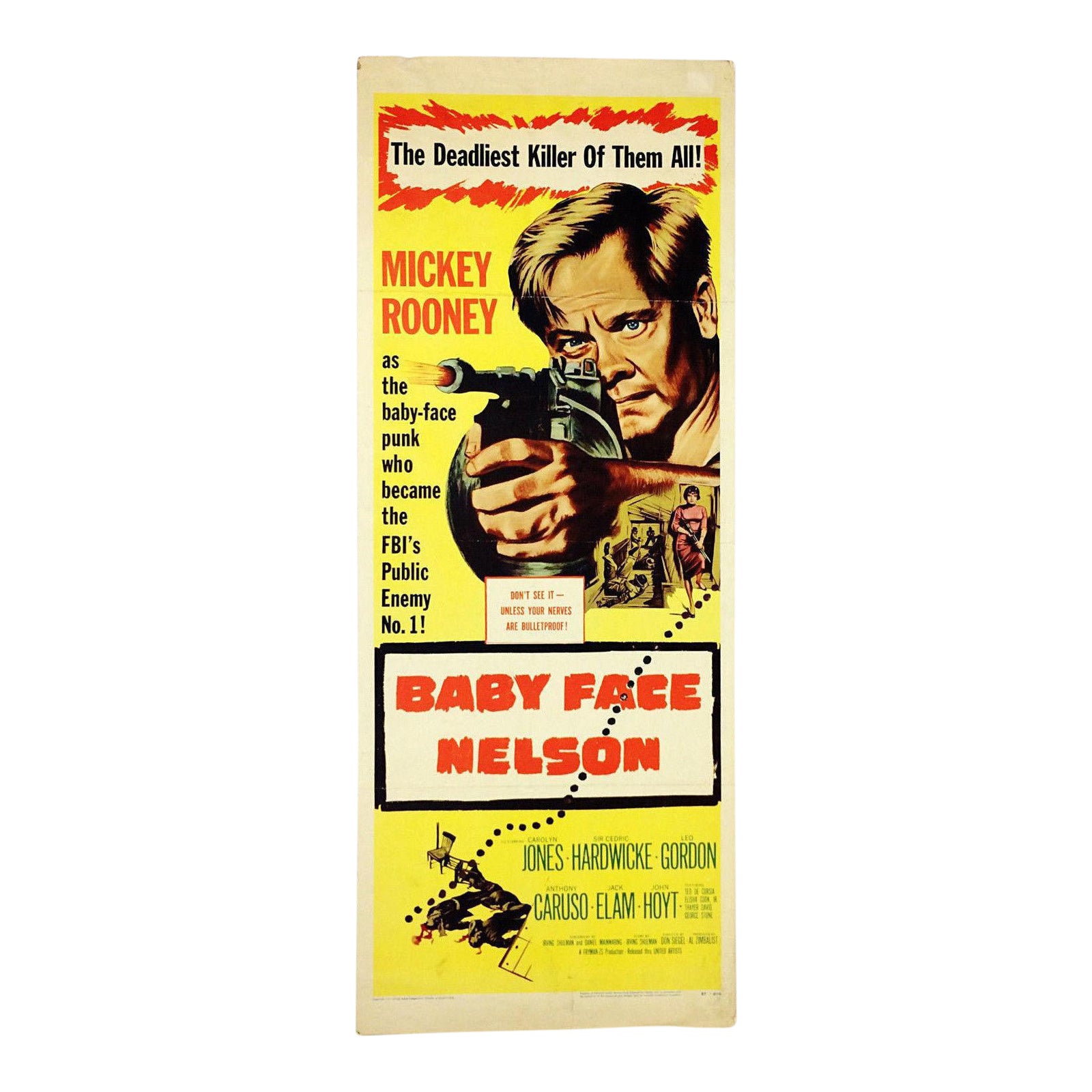 Vintage 1957 Original Babyface Nelson Mickey Rooney Movie Poster