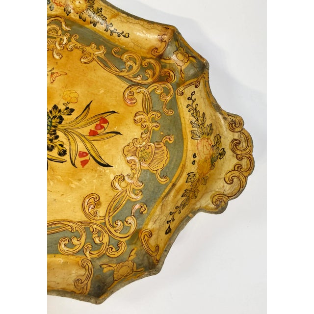 Vintage Hand-Painted Japanese Floral Paper Mache Tray For Sale In Kansas City - Image 6 of 9