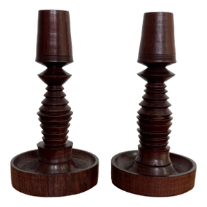 Mid 20th Century Folk Art Wooden Candle Holder