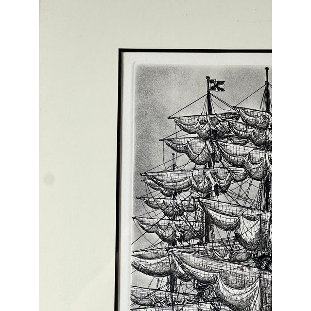 Traditional 1970s Framed Etching "The Whaling Ship Charles W Morgan" by Alan Jay Gaines For Sale - Image 3 of 9