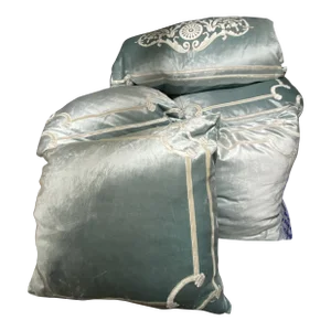 Lili Alessandra Set of 6 Bed Pillows Ice Blue Velvet Versailles - Early 21st Century