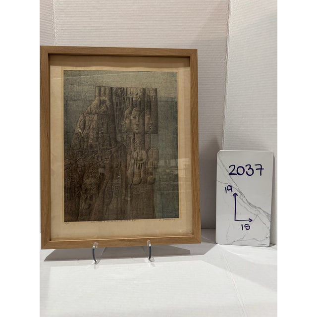 Blue Zdravko Dučmelić Original Print Artist Proof "Tres Rostros" Argentine Surrealist For Sale - Image 8 of 8