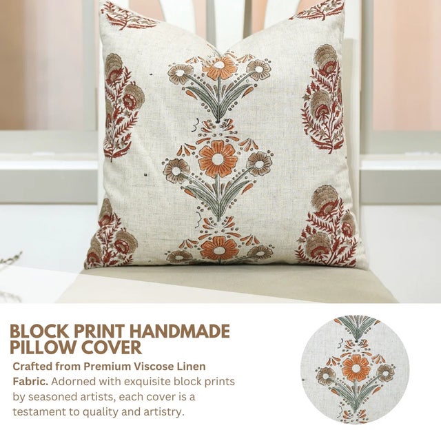 The Vanshika Mohini cushion cover exudes grace and charm with its hand block printed design, blending classic motifs with...