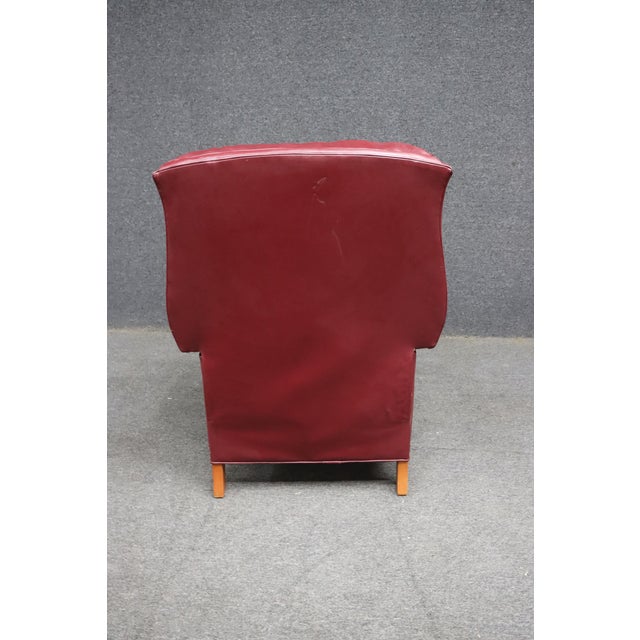 Hancock & Moore Burgundy Leather Wingback Recliner Lounge Chair For Sale - Image 9 of 14