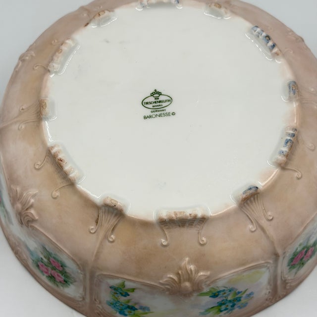 1920s Tirschenreuth Baronesse Bavaria Serving Bowl Hand-Painted Roses 24k Gold Trim For Sale - Image 10 of 11