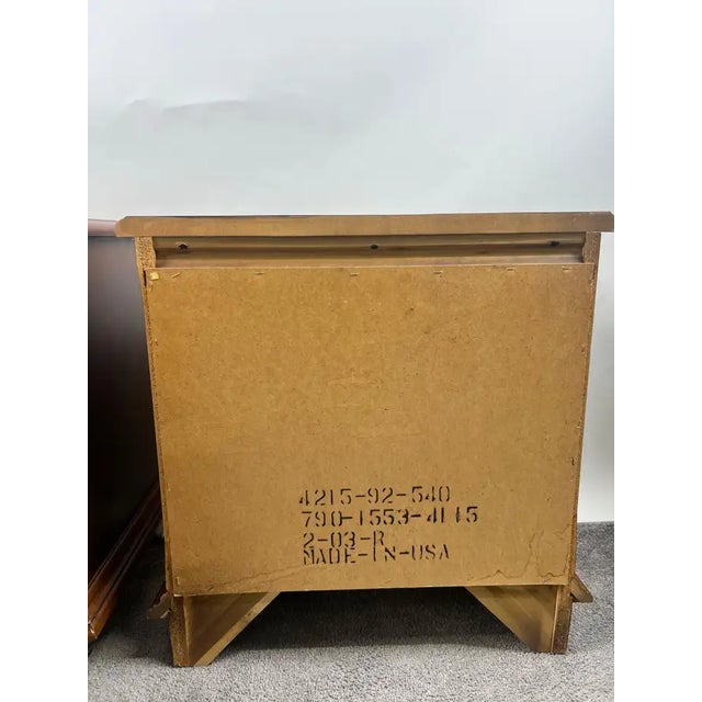 Wood Traditional American Broyhill Cherry Wood 2 Drawers Nightstand, a Pair For Sale - Image 7 of 12