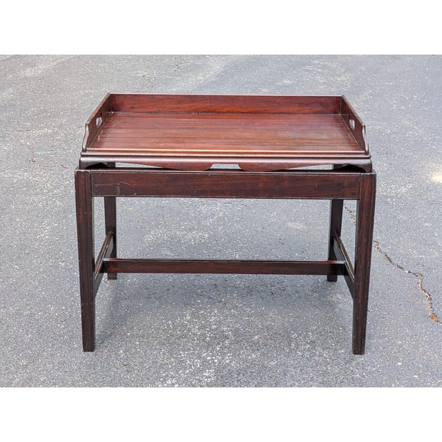 Brown Late 19th Century English Mahogany Butler’s Tray Top Table For Sale - Image 8 of 12