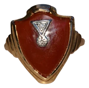 The Delnor: Vintage Helm and Hahn Shield Ring set with Diamond