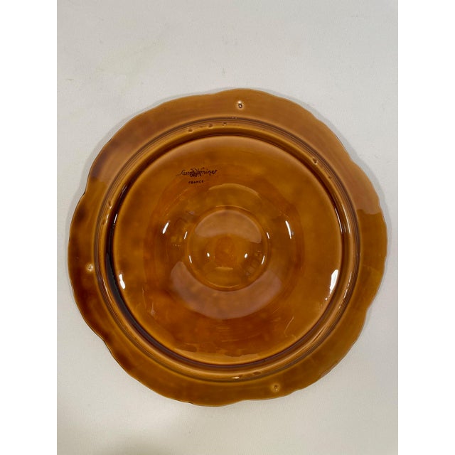 1920s French Sarreguemines Gold Majolica Oyster Plate For Sale - Image 9 of 11