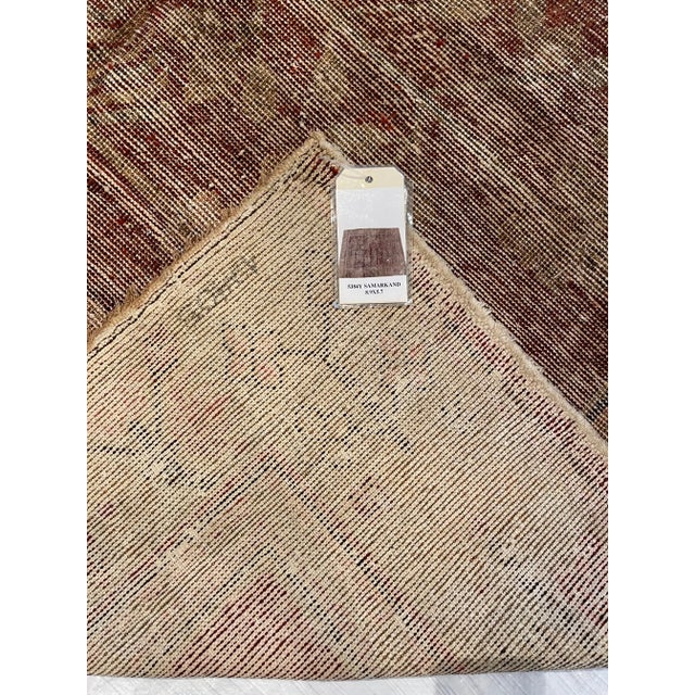 Tan Late 19th Century Vintage Muted Samarkand Rug For Sale - Image 8 of 9