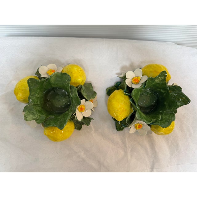 Design Plus Gallery presents a Set of Two Lemon Wrapped Capodimonte Candle Holders. These are hand crafted ceramic pieces...