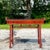 A fabulous vintage Boho console table. A chic Pagoda style with a reclaimed wood frame. A deep wine color in a gloss...