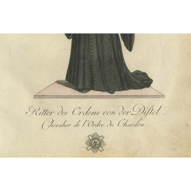 Knight of the Order of the Thistle: Elegant 18th-Century Engraving by Schwan This exquisite hand-colored engraving...