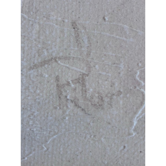 Original Painting of a Pueblo Scene. Textured Oil With Mixed Media, Rug Is Wool. Signature Appears to Say “Pilar”. Likely From 1980s. For Sale - Image 4 of 10