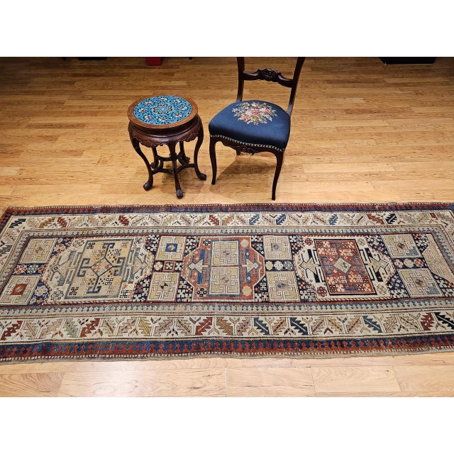 Tribal Antique Karachov Kazak Runner, Hand-Woven Wool, Caucasus, Late 1800s, 3' x 9' For Sale - Image 3 of 14