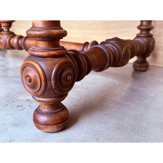 Brown 19th Century Spanish Two Faces Baroque Style Oak Library Table or Desk For Sale - Image 8 of 18