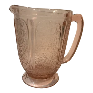 1930s Jeannette Glass Pink Cherry Blossom Water Pitcher