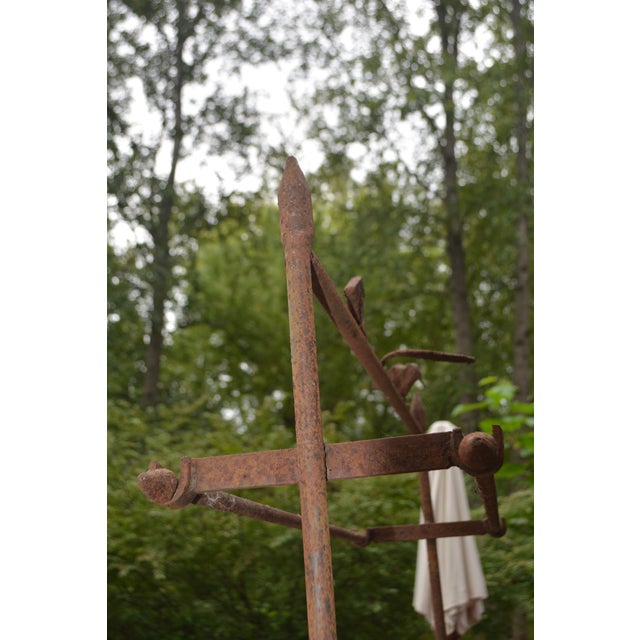Vintage Cast Iron / Metal Primitive Rustic 3 Tier Graduated Drying / Quilt Rack Stand For Sale - Image 18 of 18