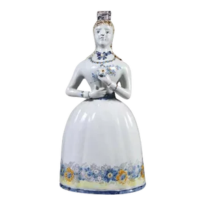 19th Century Continental Tin Glaze Figural Woman Decanter