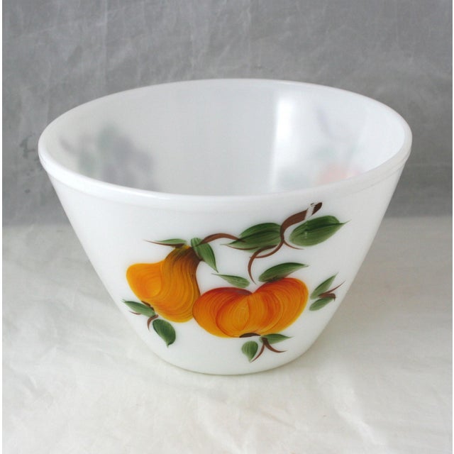 Traditional Mid 20th Century Gay Fad Studios & Fire King Hand Painted Fruit Pattern Milk Glass Bowl For Sale - Image 3 of 9