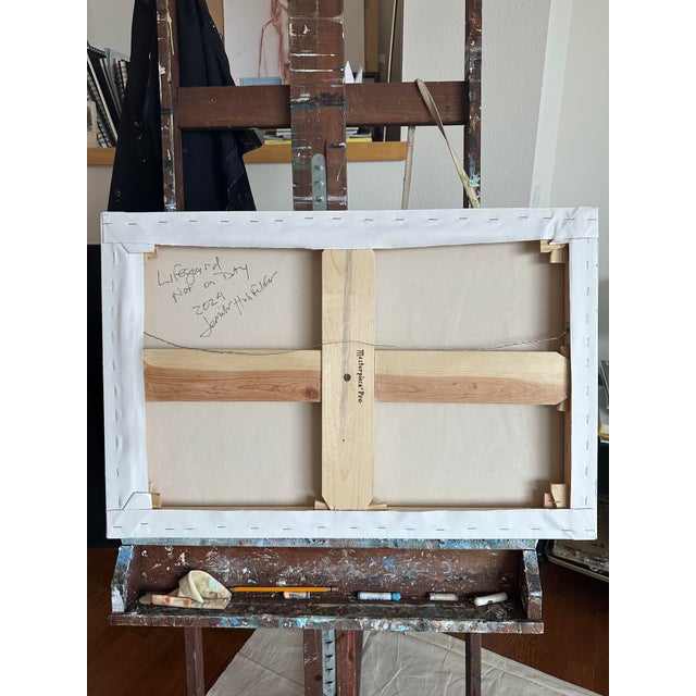 Abstract Lifeguard Not on Duty, Original Oil Painting by Jennifer Hohlfelder For Sale - Image 3 of 6