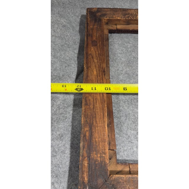 Antique Tramp Art Carved Wood Frame With Layered Geometric Design For Sale - Image 13 of 18