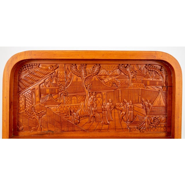 Mid-20th Century Heavily Hand Carved Wood Cocktail Bar Cabinet For Sale In New York - Image 6 of 13