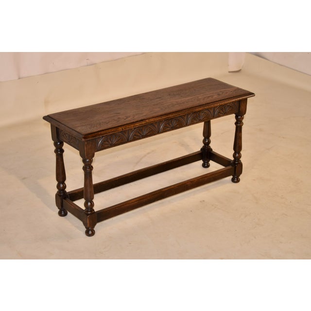 1900 - 1909 Circa 1900 English Oak Carved Bench For Sale - Image 5 of 11