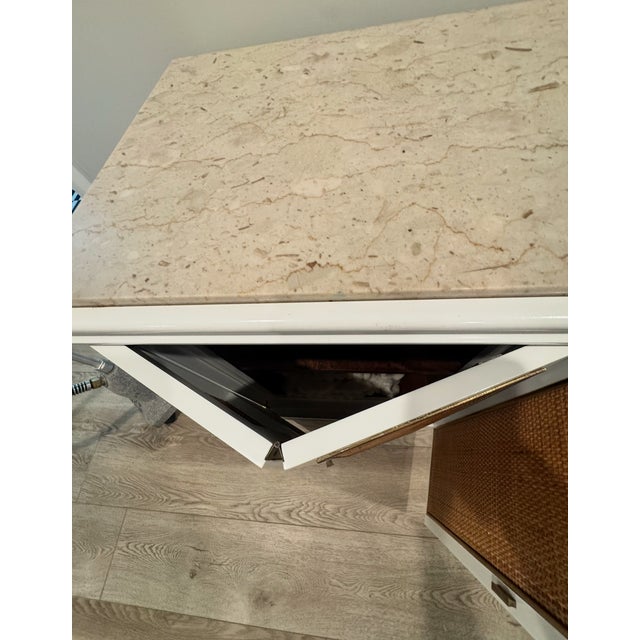 Mid Century Modern Marble and Wicker Credenza For Sale In Los Angeles - Image 6 of 10