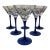 Mid Century French Blue Hand Painted Equestrian Horse Martini Glasses - Set of 6 For Sale