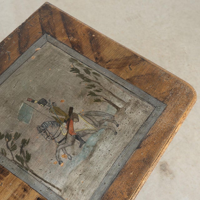 Mid 19th Century 19th Century Original Hand-Painted Pine Chest of Three Drawers With Soldiers on Horseback For Sale - Image 5 of 13