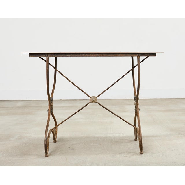 French Art Nouveau Patinated Iron Bronze Garden Bistro Table For Sale - Image 18 of 18