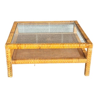 Vintage Billy Baldwin Style Woven Coffee Table For Sale