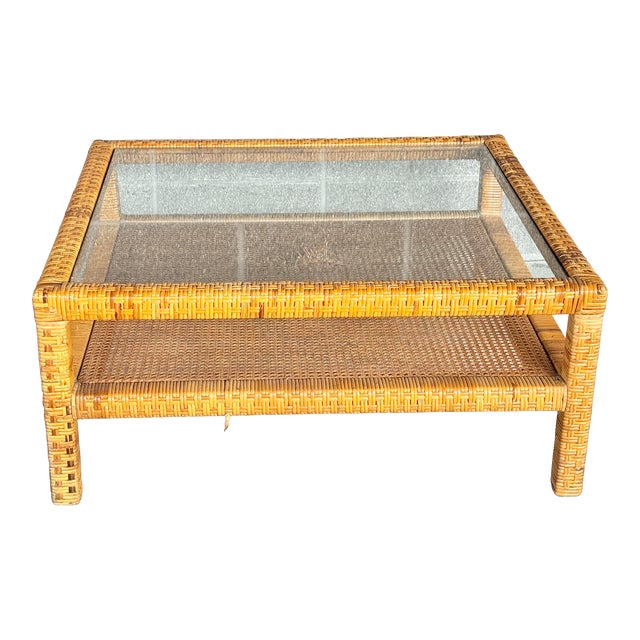 Vintage Billy Baldwin Style Woven Coffee Table For Sale