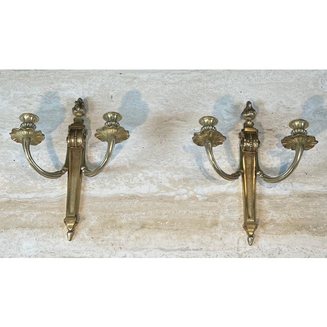 Pair of Louis XVI style bronze sconces For Sale - Image 12 of 12
