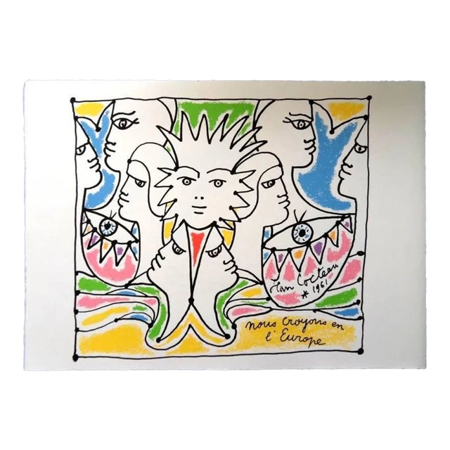 Jean Cocteau - Europe's Colors - Original Lithograph 1961 For Sale