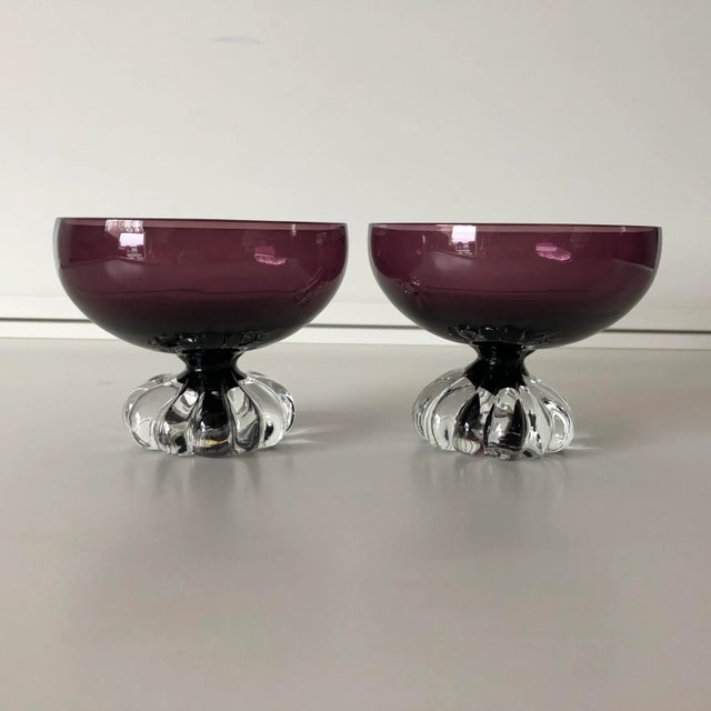 1970s Vintage Amethyst Glass Sherbet/ Ice Cream Dishes S-2 For Sale - Image 5 of 6