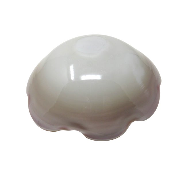 1950s Vintage Murano Red and Opalescent Scalloped Glass Ashtray & Catch-All For Sale - Image 5 of 6