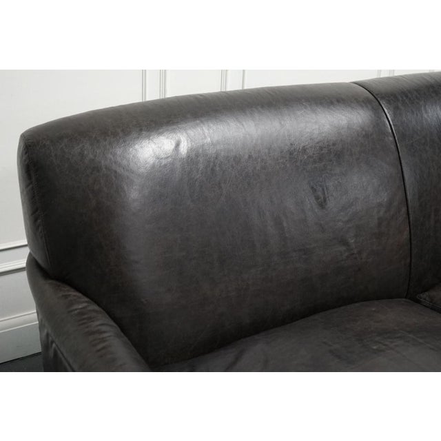 Animal Skin Howard Style Heritage Grey Leather Sofa For Sale - Image 7 of 15