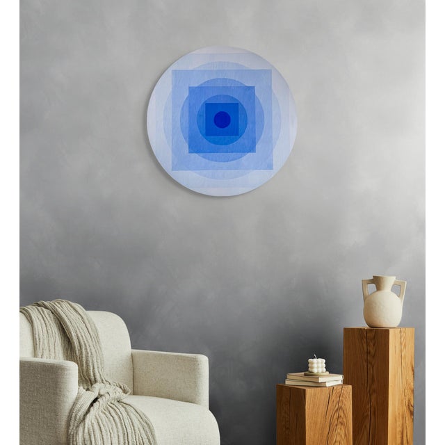 Round artwork, 60cm diameter. Andy Harwood (b. 1983) is a prominent Australian abstract artist whose work explores the...