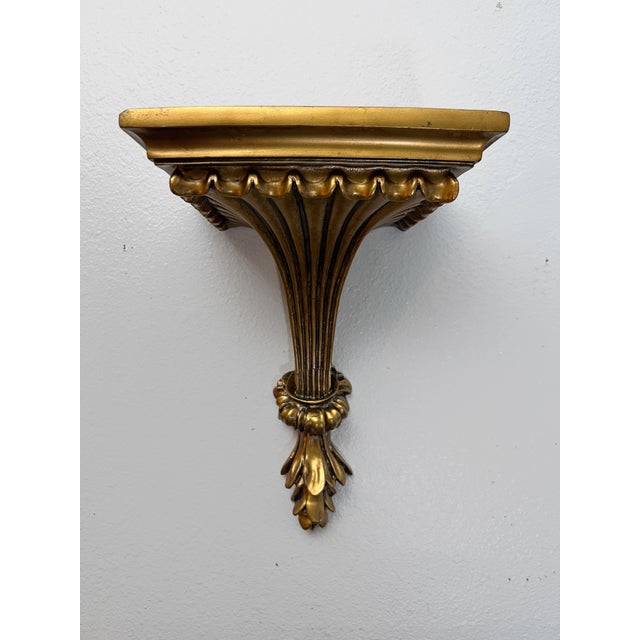 Vintage Hollywood Regency Gilt Fluted Architectural Wall Corbel Display Shelf For Sale - Image 9 of 9