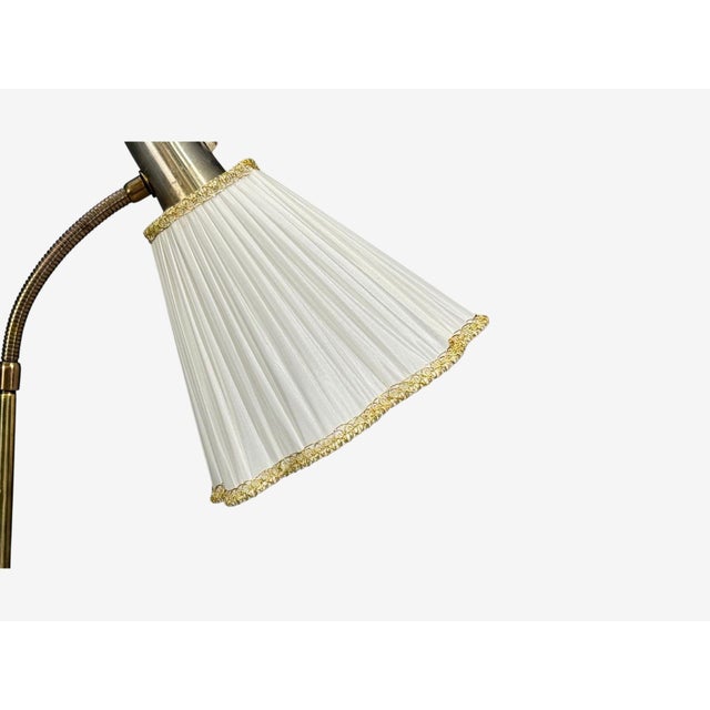 Tan 1960s Armaturhantverk Tibro, Floor Lamp, Teak, Brass, Silk For Sale - Image 8 of 14