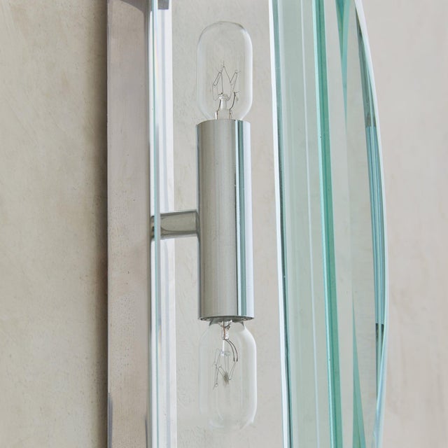 Metal Pair of Italian Chrome + Glass Sconces in the Manner of Fontana Arte, 1960s For Sale - Image 7 of 7