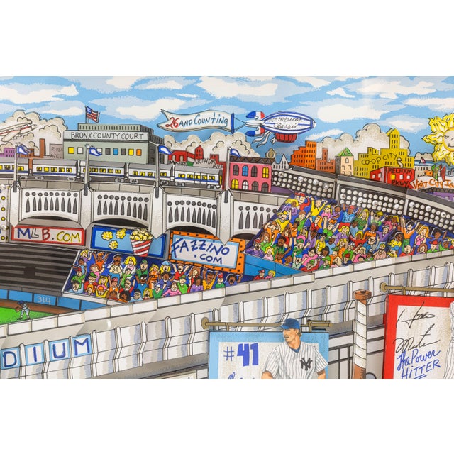 A detailed three-dimensional lithograph titled "In a Yankee State of Mind" by celebrated pop artist Charles Fazzino, known...