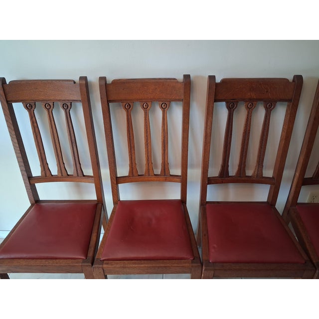 Set of 4 Original Arts and Crafts Oak Dining Chairs - Timeless Craftsmanship. For Sale - Image 10 of 12
